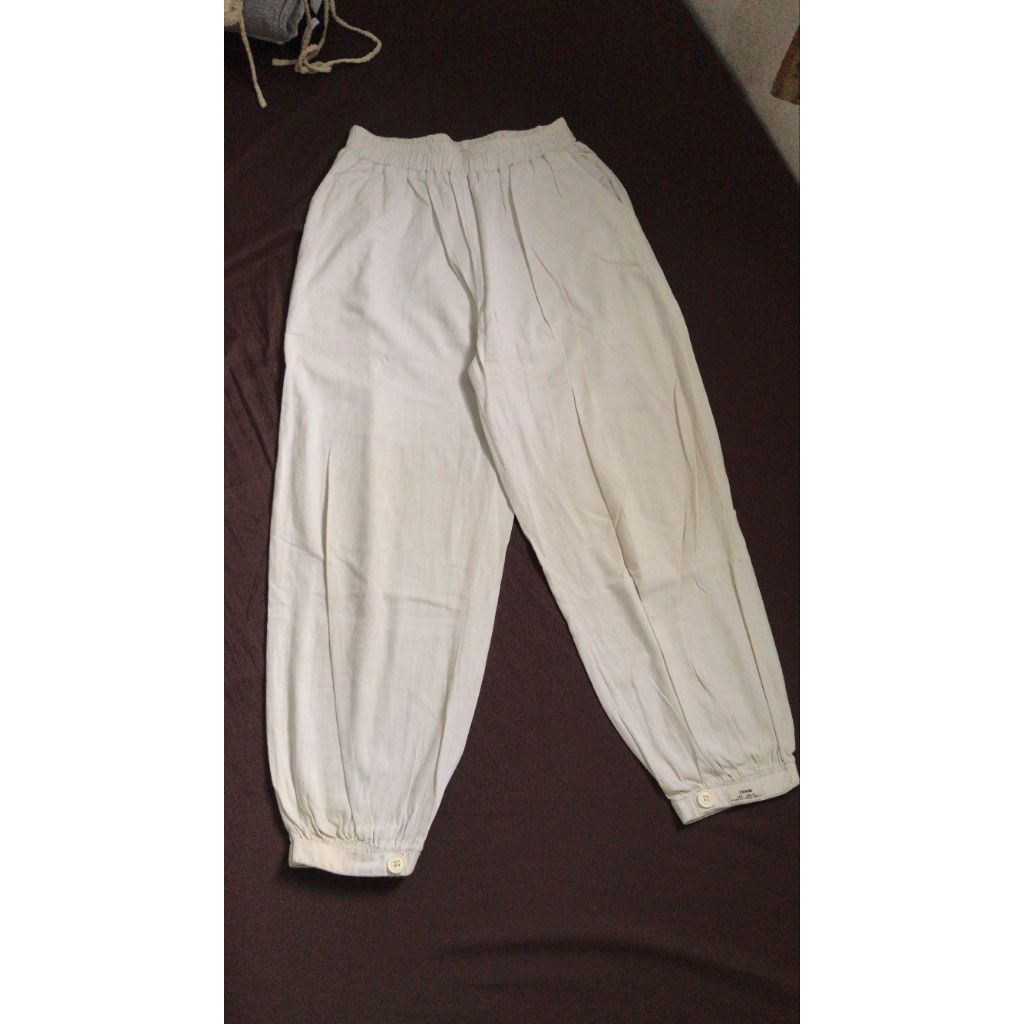 Celana Jogger Wanita Pria Putih Polos