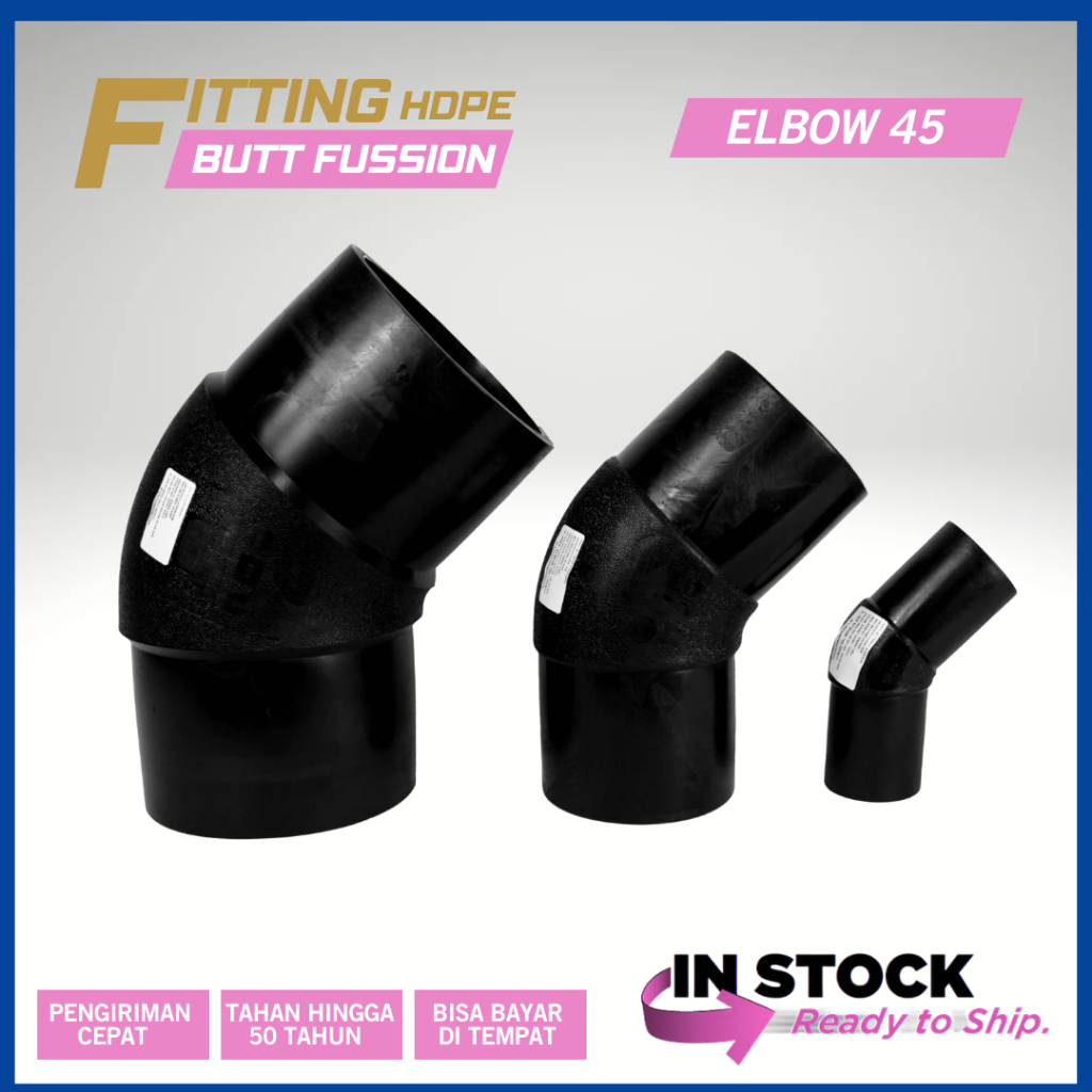 Elbow 90° HDPE Butt Fusion PN16 Ukuran 110mm (4 inch) Knee Elbow Butt Fusion Hdpe