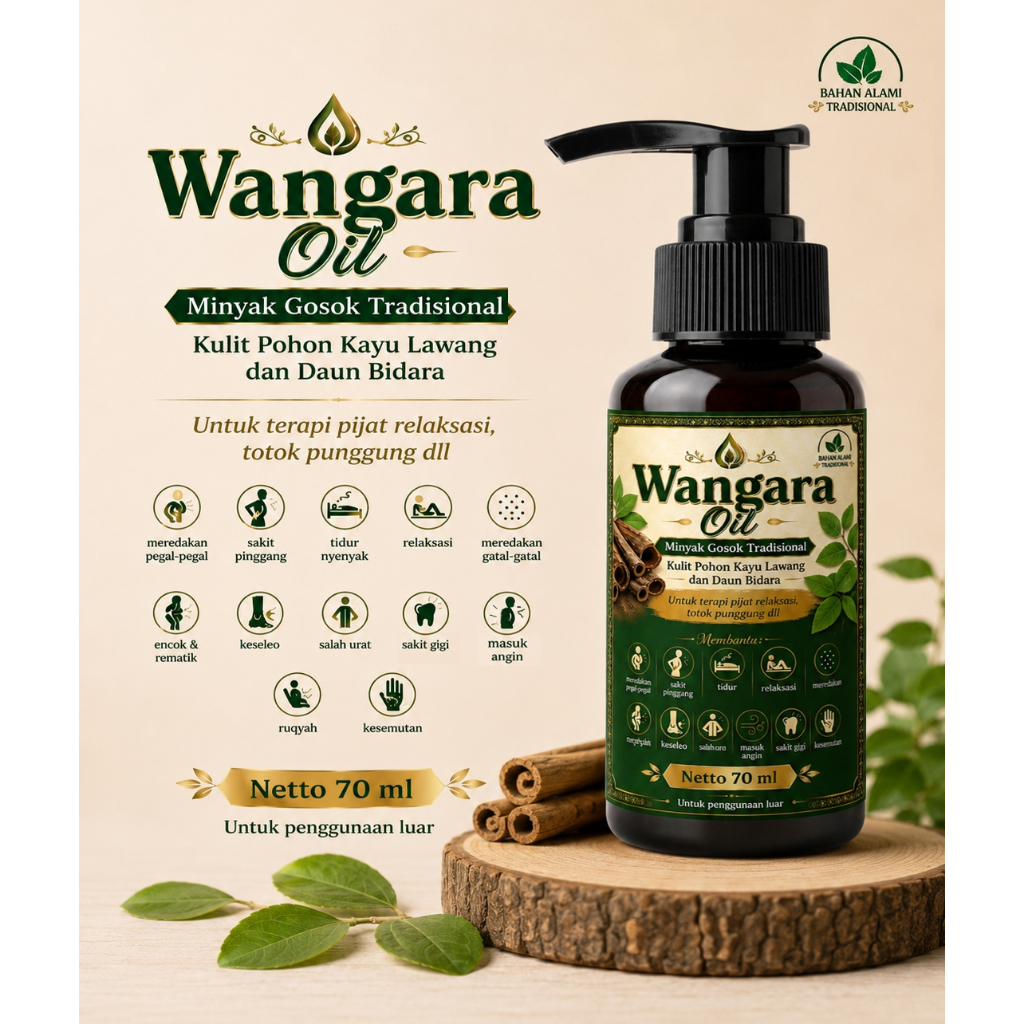 Minyak Gosok Wangara Oil Pijat Punggung Tangan Kaki Badan Pegal Keseleo Gatal Masuk Angin