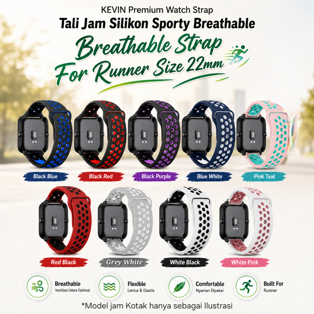 KEVIN Tali Jam Zeblaze Vibe 8 - Strap Silikon Rubber Sporty 22mm NKL