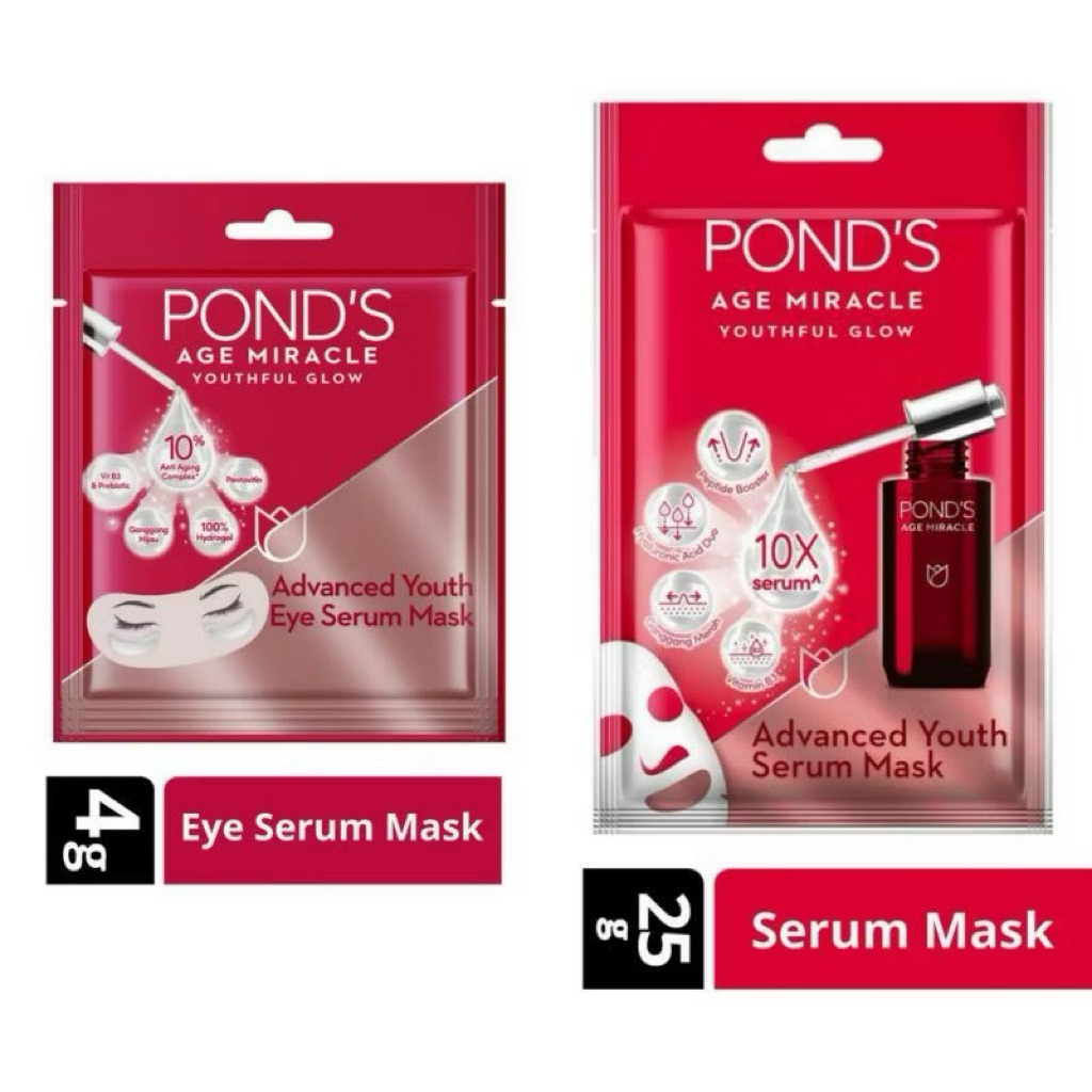 PONDS SHEET MASK AGE MIRACLE | SERUM MASK 25G | EYE MASK 4G SHEET MASK