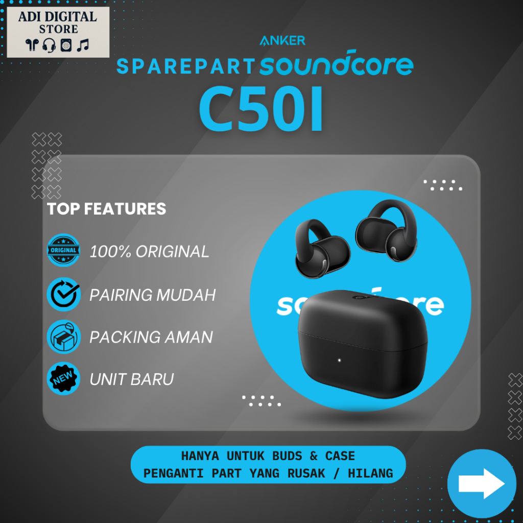 SPAREPART SOUNDCORE ANKER C50i | Buds Kiri | Buds Kanan | Case Charger | Original Baru