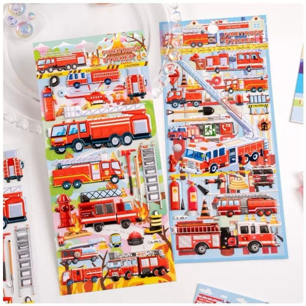 Stiker mobil pemadam api/Stiker timbul mobil pemadam api/Stiker cowok timbul mobil