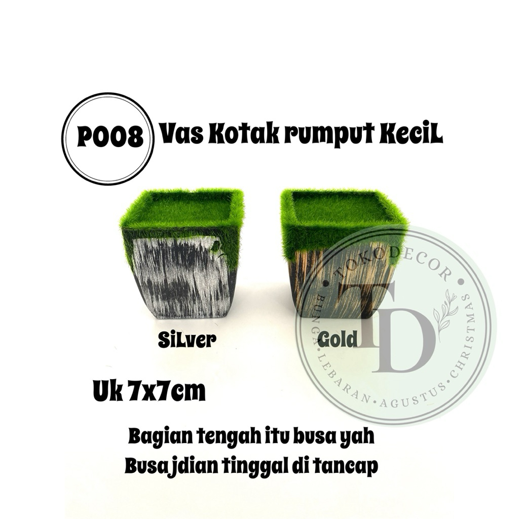 Dekorasi Vas bunga / Pot bunga Rumput Lumut Foam Metalic Bulat / Kotak