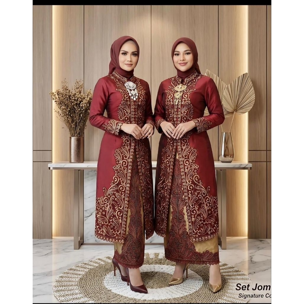 Setelan rok Kebaya  jom jom pelangi Jaya original bahan tafetta