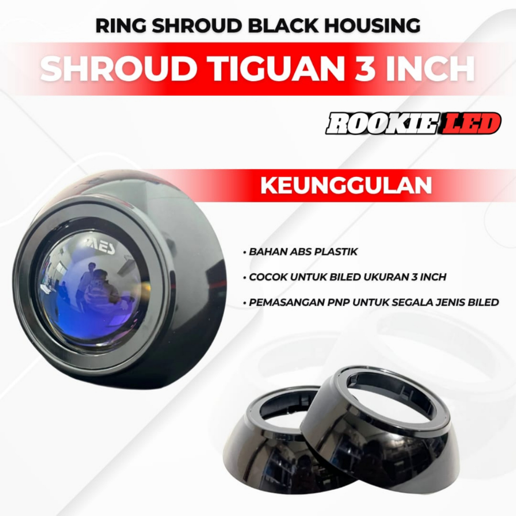 Ring Shroud Tiguan Black Housing 3 inch Biled 3 inch shroud Tiguan PNP Biled projector 3 inch