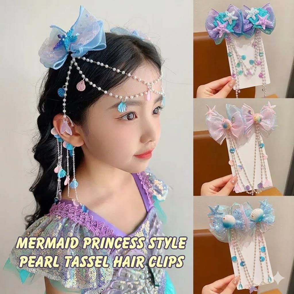 [LuluKids] Jepitan Dahi Anak Mermaid Princess/ Hiasan Dahi Juntai Mutiara / Headchain Headpiece Akse
