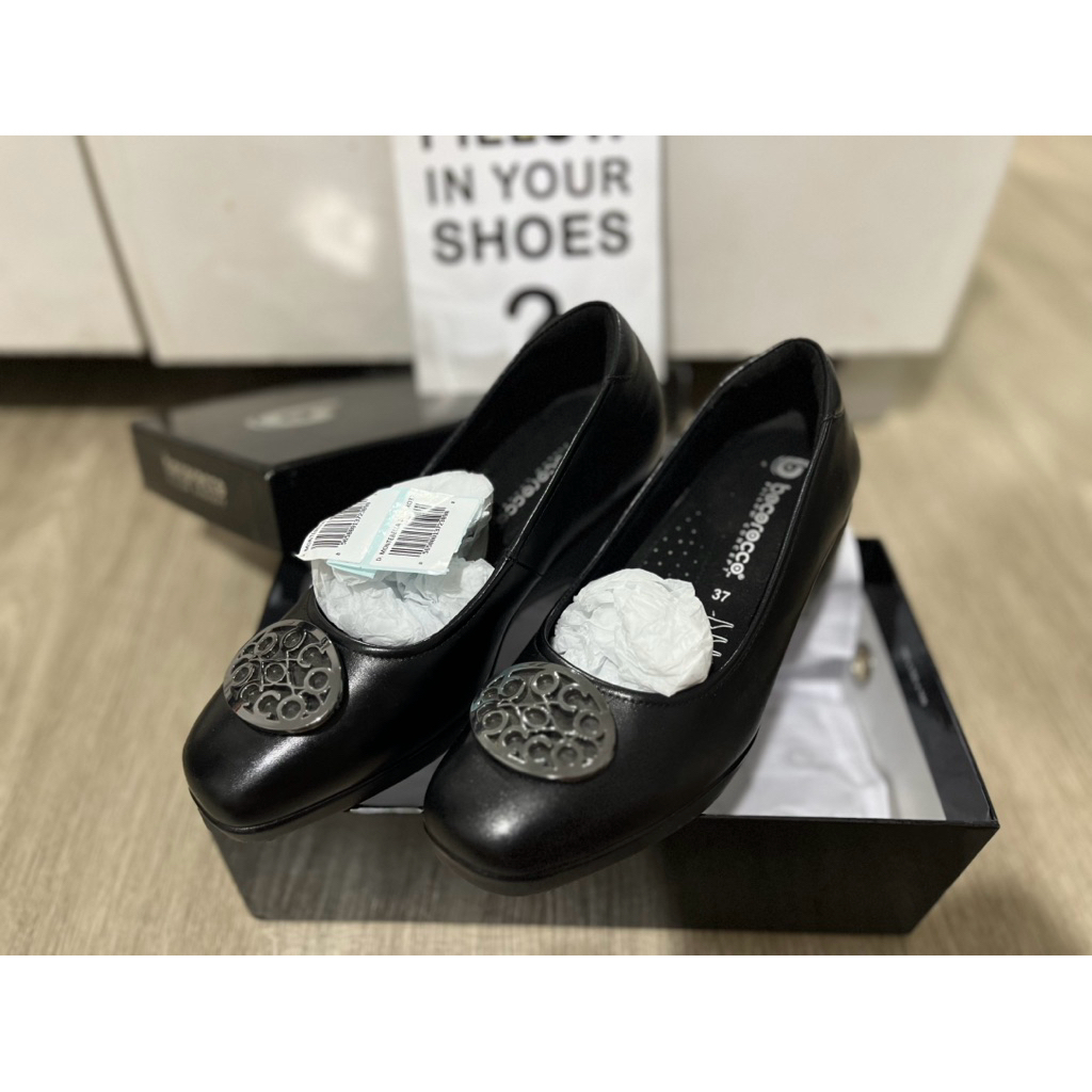 [SALE] Preloved Bocorocco D. Montebella 01 Nero -Sepatu Wedges Hitam Formal Wanita Kulit Asli - Nyam