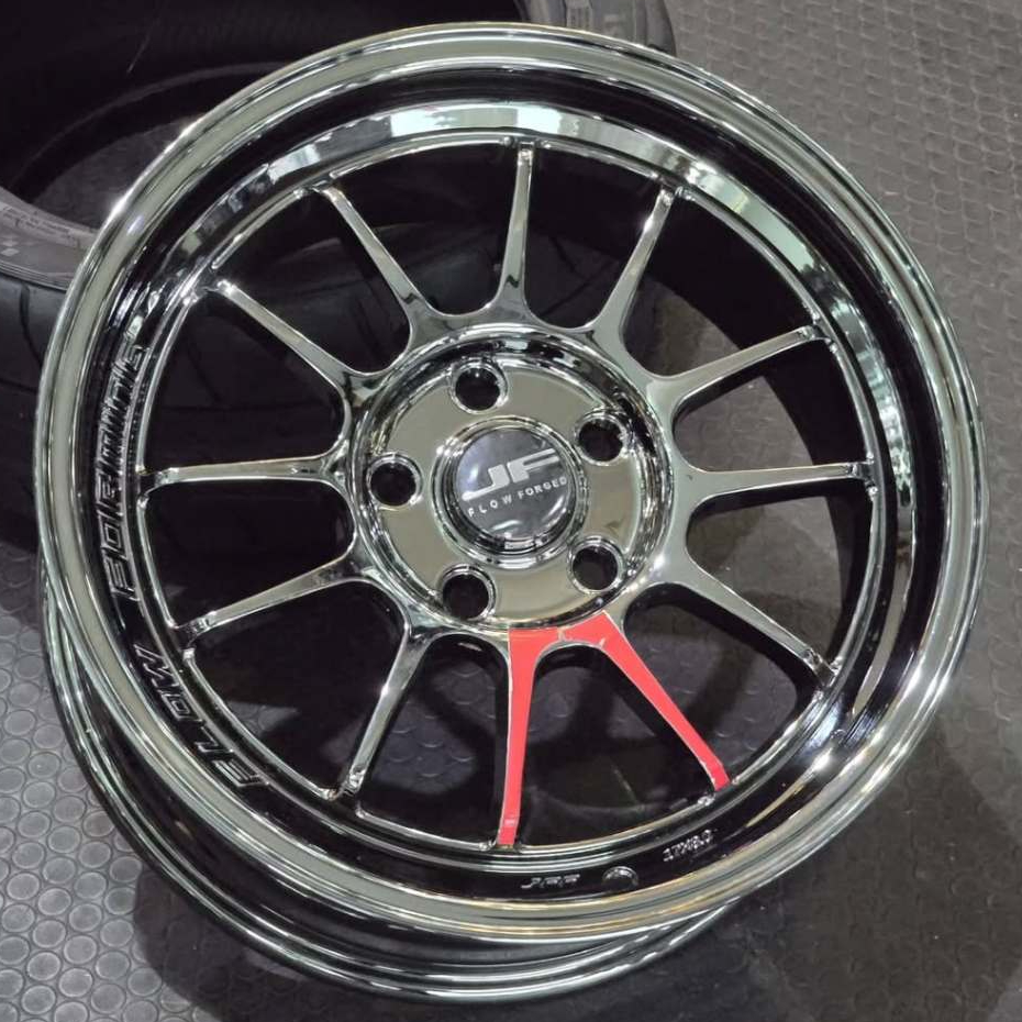 Velg Mobil JF Buzz Flow Forged Black Chrome Ring 17 Lebar 8 ET 40 PCD 5x114 Pelek Alloy R17