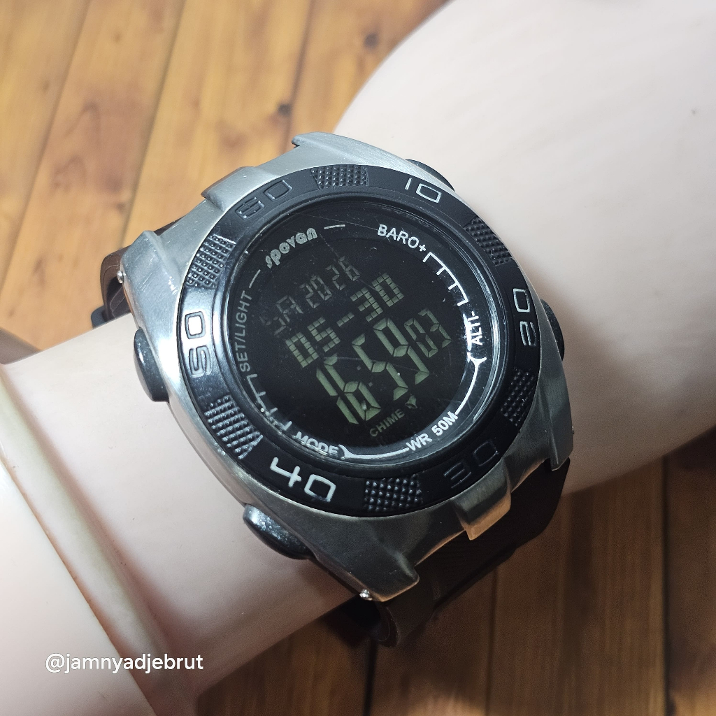 Jam Digital Merk Spovan Barometer Altimeter Silver Bekas
