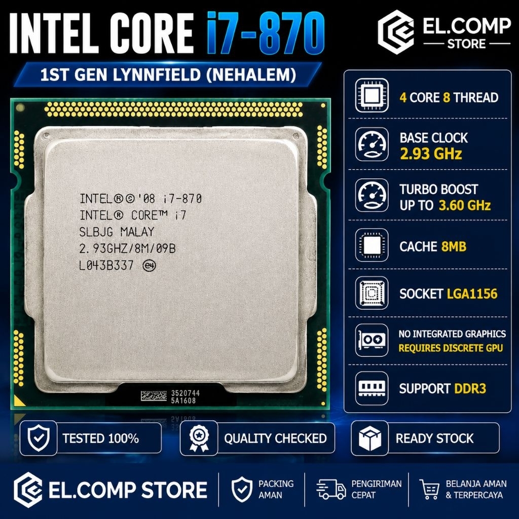 PROCESSOR INTEL CORE I7 870 TRAY LGA 1156