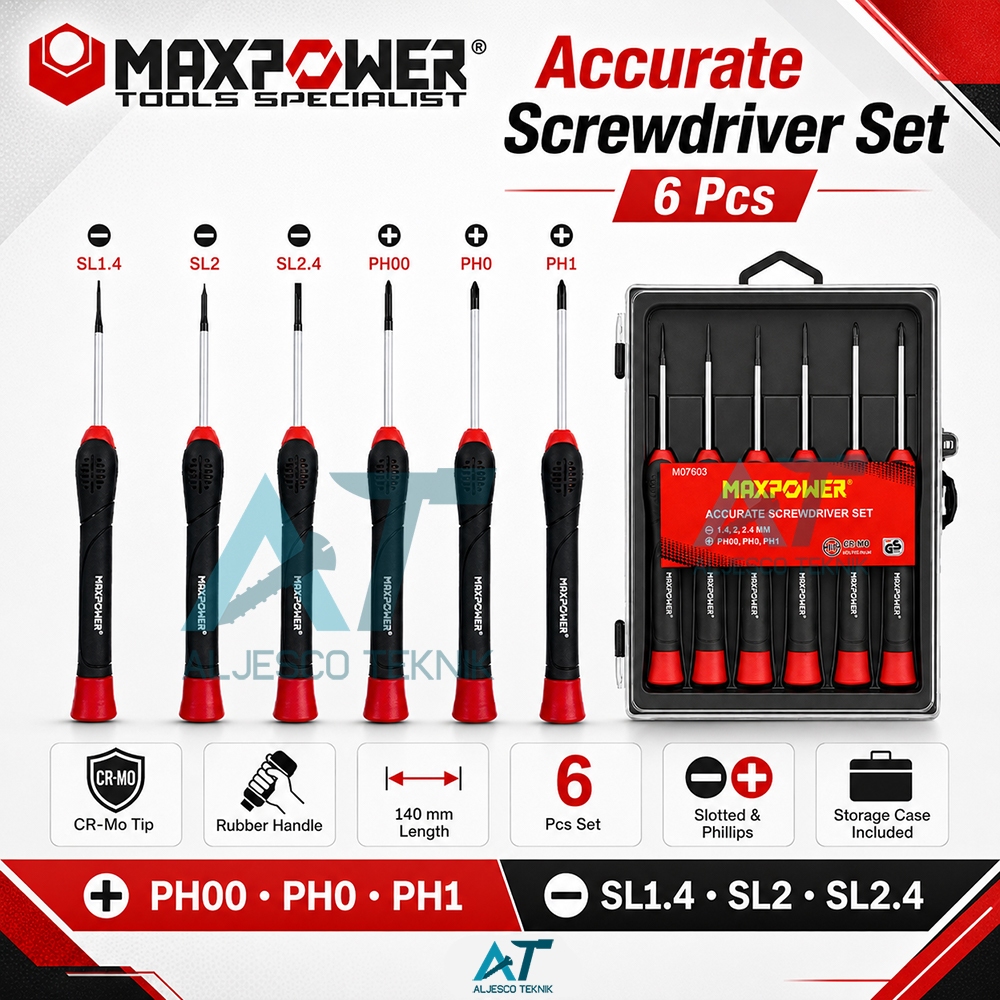 MAXPOWER OBENG KACAMATA KECIL SET 6 PCS – ACCURATE SCREWDRIVER SET