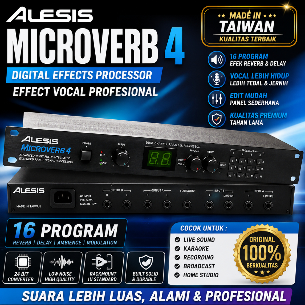 Effect Vocal Alesis Microverb 4 Made in Taiwan | Reverb Delay Processor Studio & Sound System