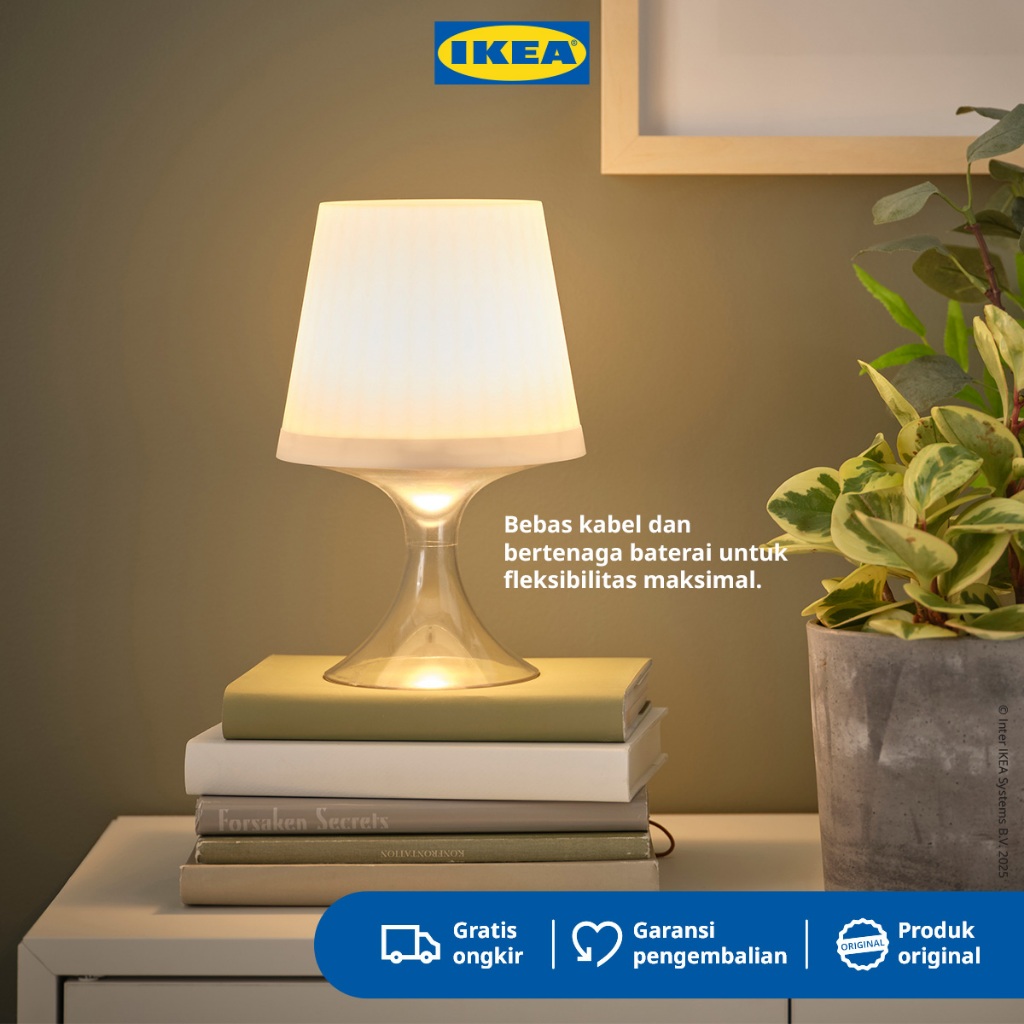 IKEA LAMPAN Lampu Portabel LED 24cm - Lampu Tidur Baterai USB-C Multiwarna