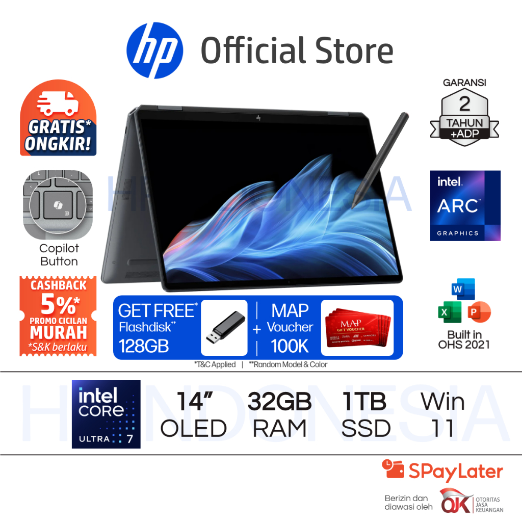 Laptop HP Spectre x360 2 in 1 - Omnibook Ultra Flip 14 [NEW] Intel Core Ultra 7 Arc 32GB RAM 1TB Tou