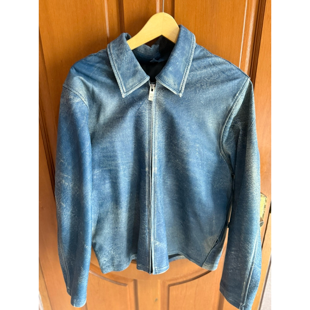 warren hue reude blue leather jacket