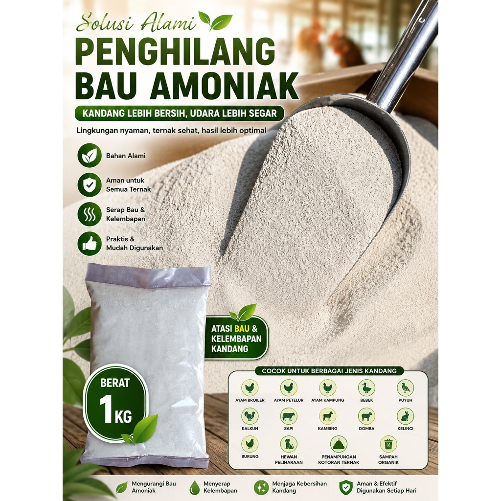 Anti Amoniak, Penghilang Bau Amoniak Alami untuk Kandang Ternak & Unggas