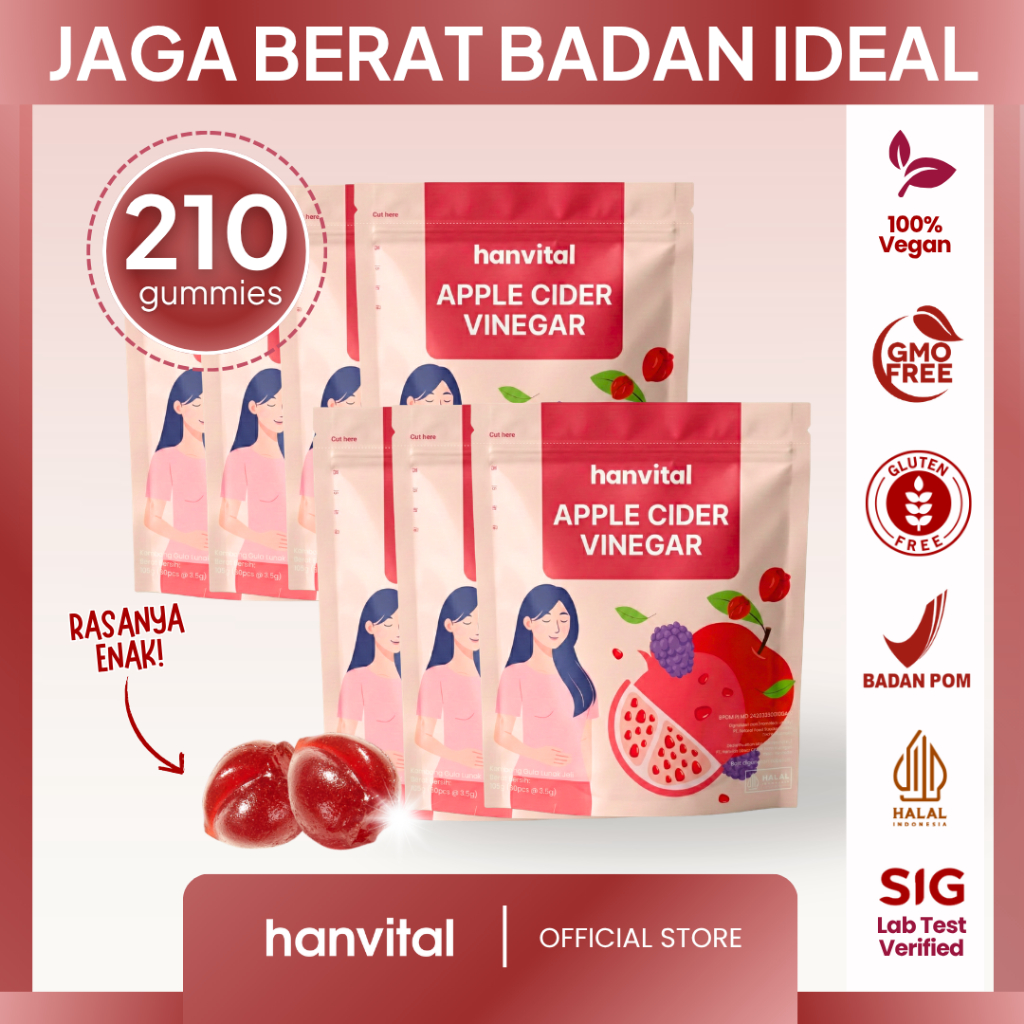 Hanvital ACV DIET GUMMIES - POUCH ISI 30 x 7  - Jaga Berat Badan Ideal
