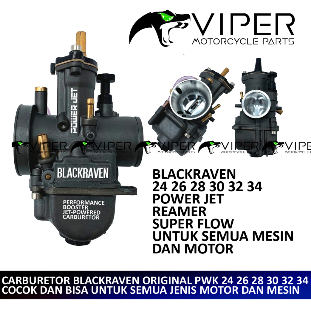 [ BISA COD ] KARBURATOR BLACKRAVEN PWK 24 26 28 30 32 34 BLACK RAVEN KABULATOR POWER JET SUPER FLOW 