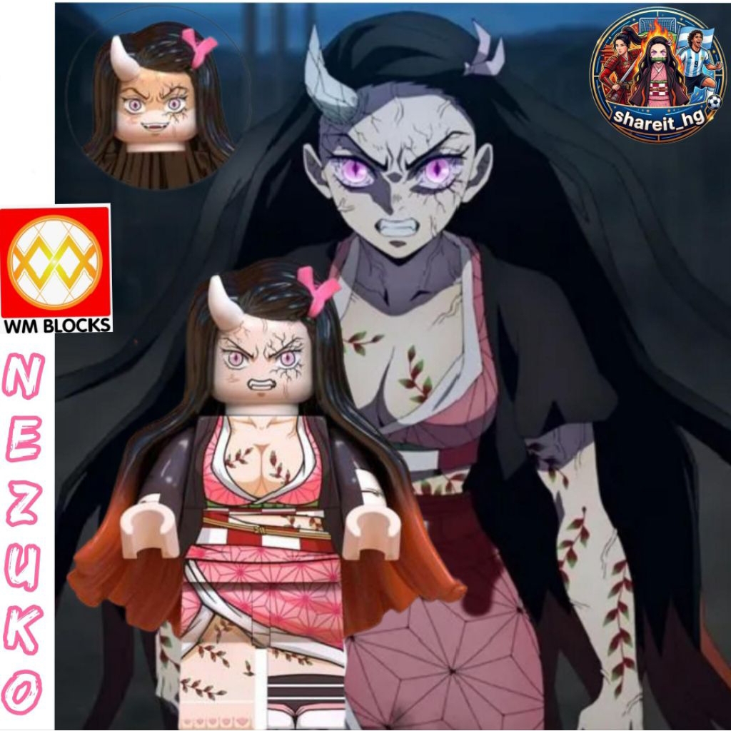 Minifigure WM Blocks Demon Slayer, Nezuko tanduk iblis
