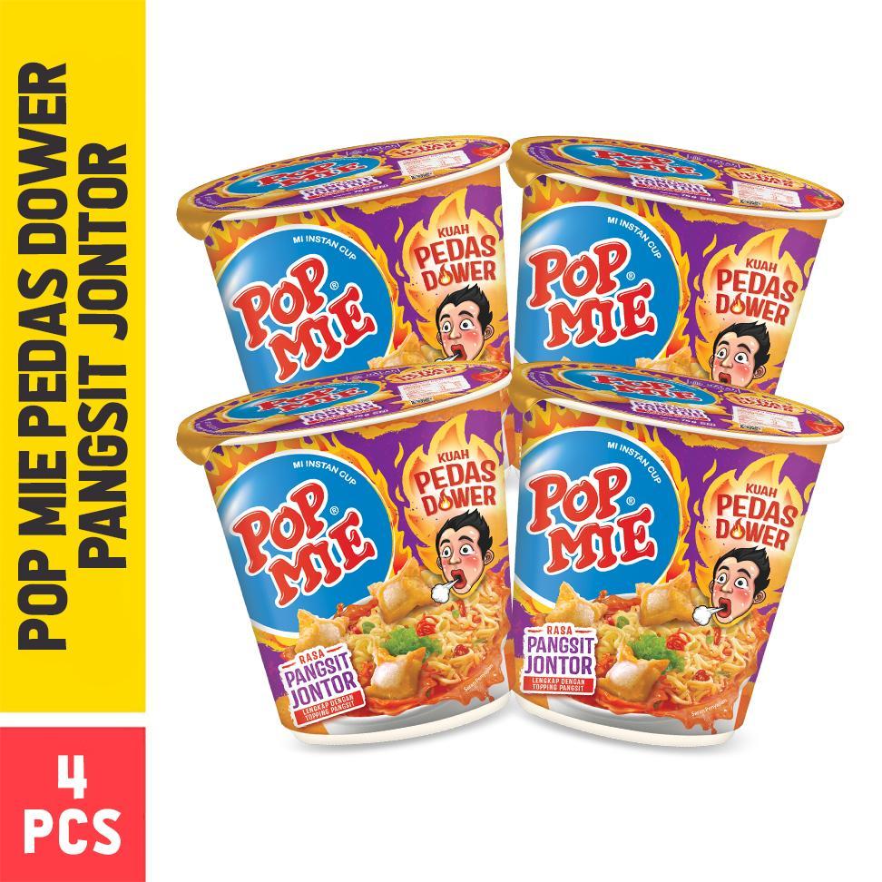 4 PCS - Pop Mie Pedes Dower Pangsit Jontor 75 Gr