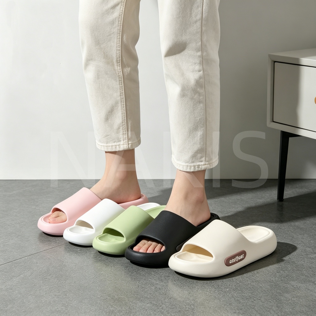Sandal Satu Jari Polos Korea Sol Tebal Jumbo Bantal Lembut, Anti Licin Sandal Pasangan Indoor