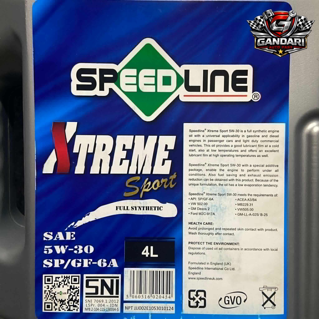Oli Mesin 4L / Full Synthetic / Xtreme Sport / SAE 5W-30 SP/GF-6A / SPEEDLINE