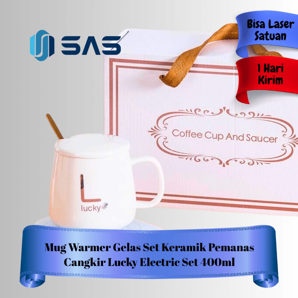 Mug Warmer Gelas Set Keramik Pemanas Cangkir Lucky Electric Set 400ml