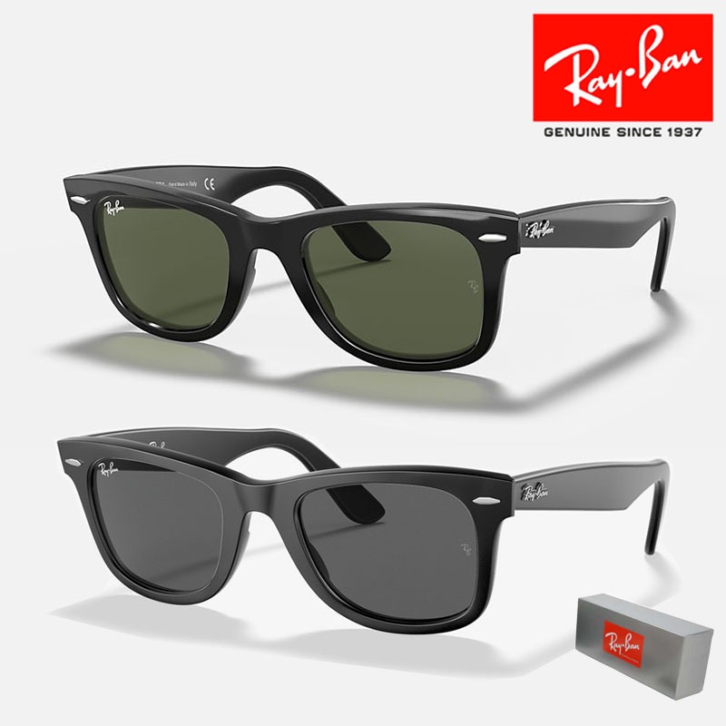 Kacamata Hitam Ray-Ban Original Wayfarer RB2140 Black Green Unisex Sunglasses 100% original