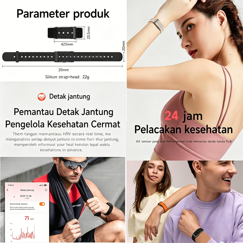 Terbaru Lige Gelang Cerdas Tanpa Layar Smartwatch Jam Tangan Cerdas Pemantauan Tekanan Darah