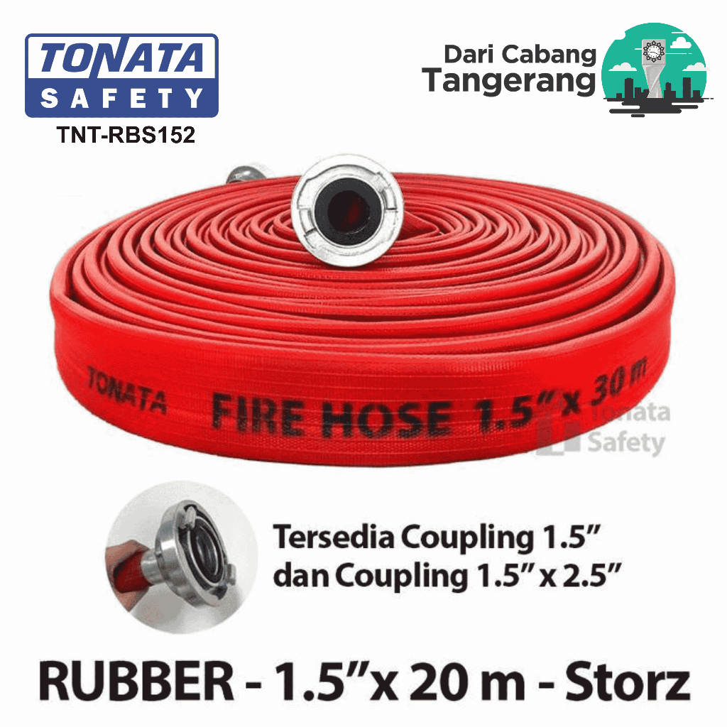 Fire Hose Rubber Storz Tonata 1.5" x 20 m / Selang Pemadam Kebakaran 20 Meter / Selang Fire Hose Rub
