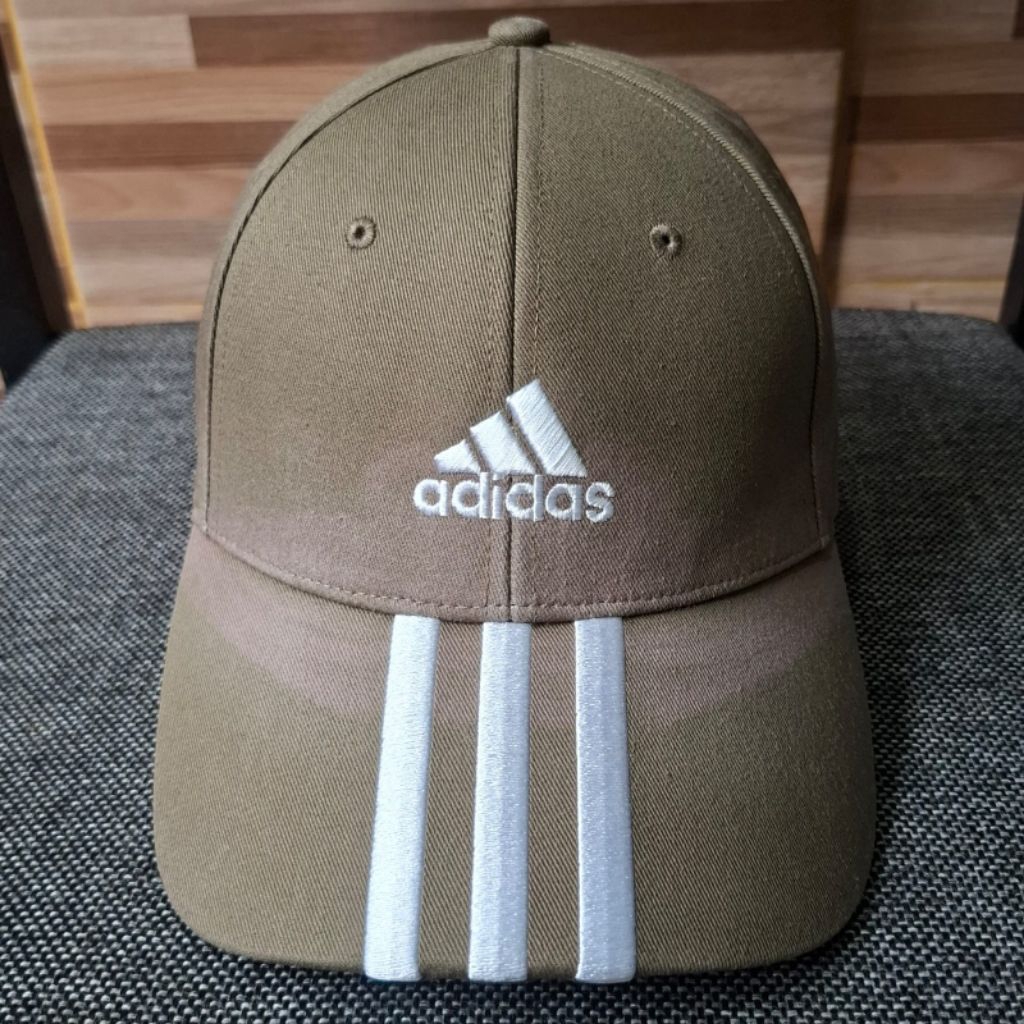 Topi Adidas Lifestyle 3-Stripes Cotton Twill Baseball Cap Unisex Green Original Bekas Preloved