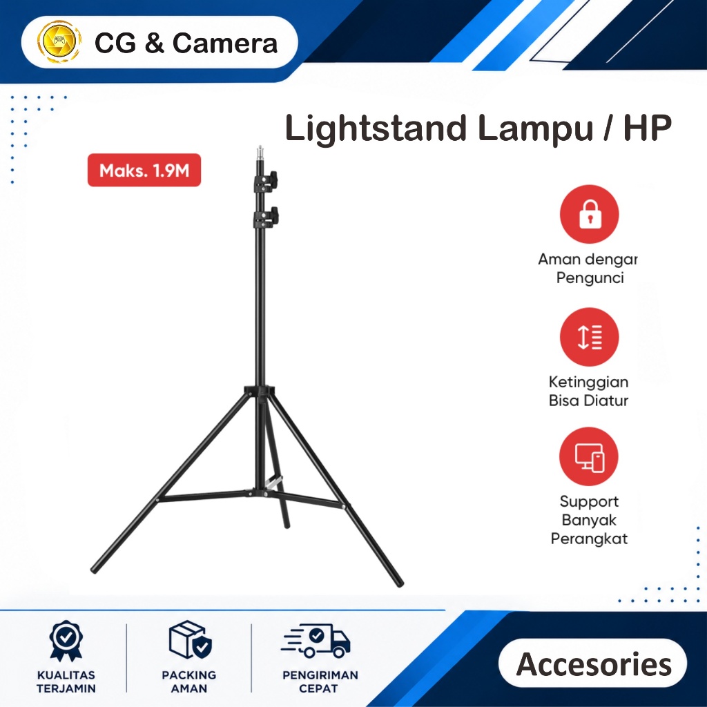 Tripod Light Stand Studio Portable Kamera Smartphone 190cm 1.9m