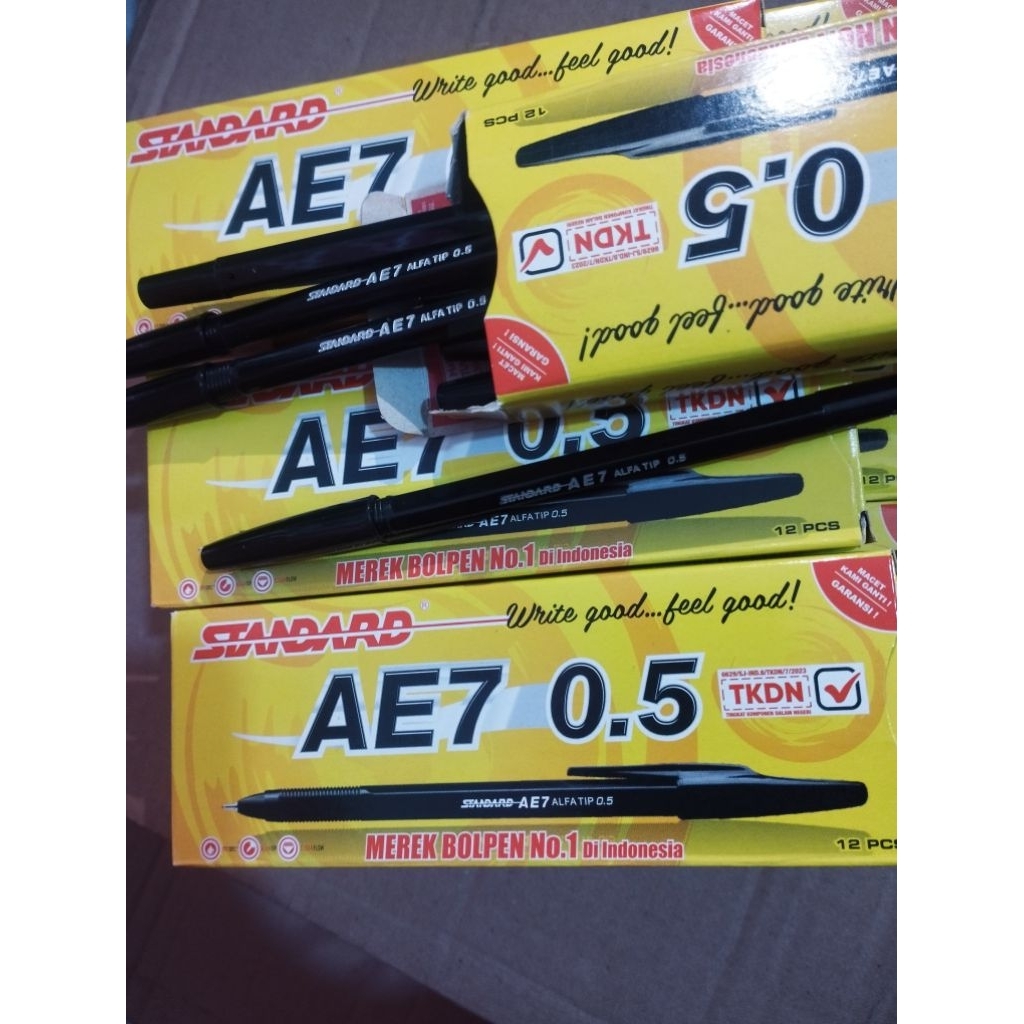 Pulpen STANDAR hitam asli 1pack isi 12