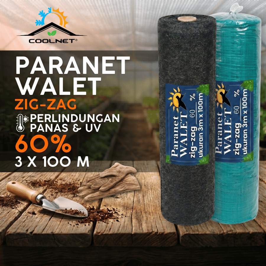 PARANET TANAMAN JARING PARANET / Jaring Peneduh ANTI UV (WALET) ZIG - ZAG 60% 3x100m - 1 ROLL