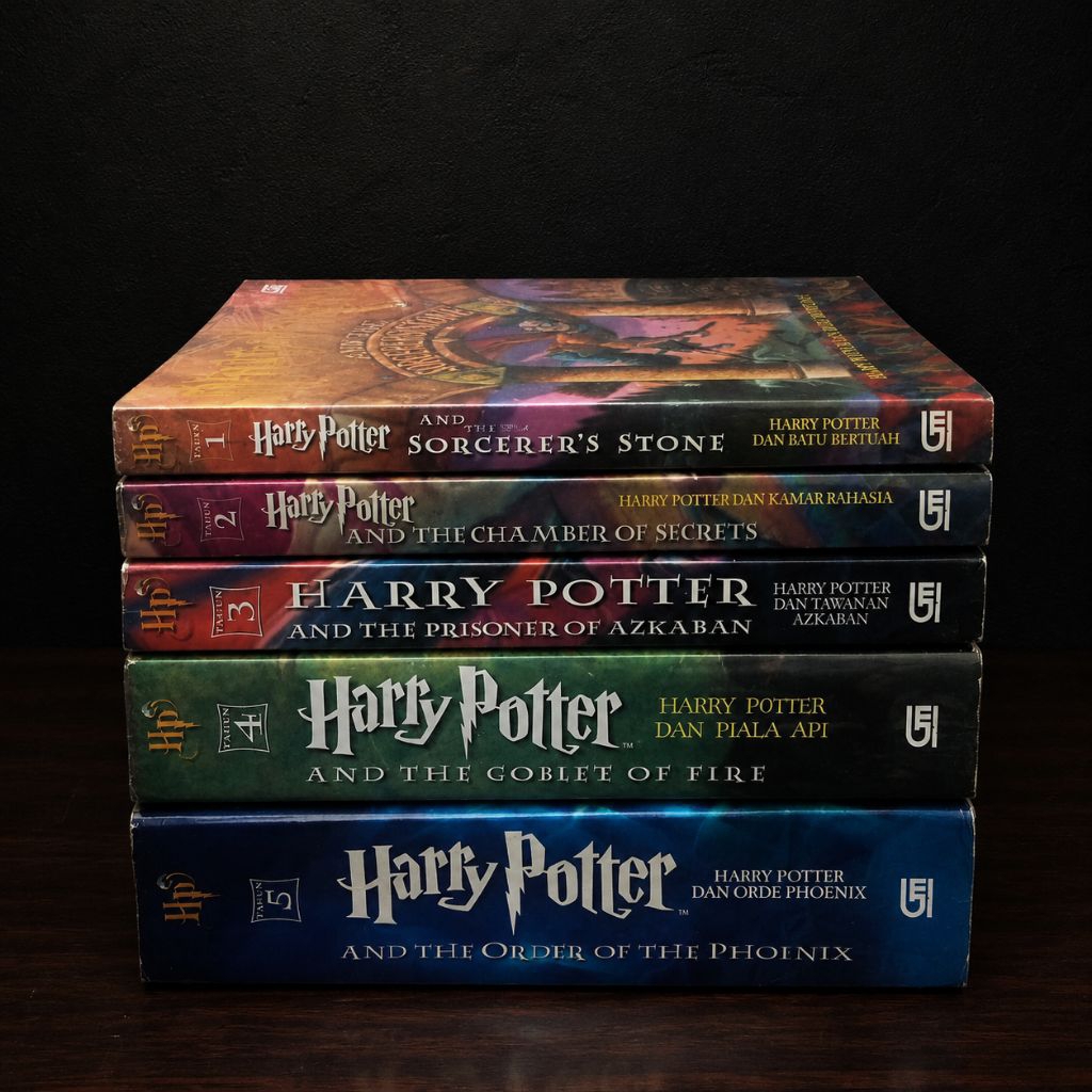 Set 5 Novel Harry Potter Cover Lawas Original ( Piala Api, Batu Bertuah, Tawanan Azkaban, Kamar Raha