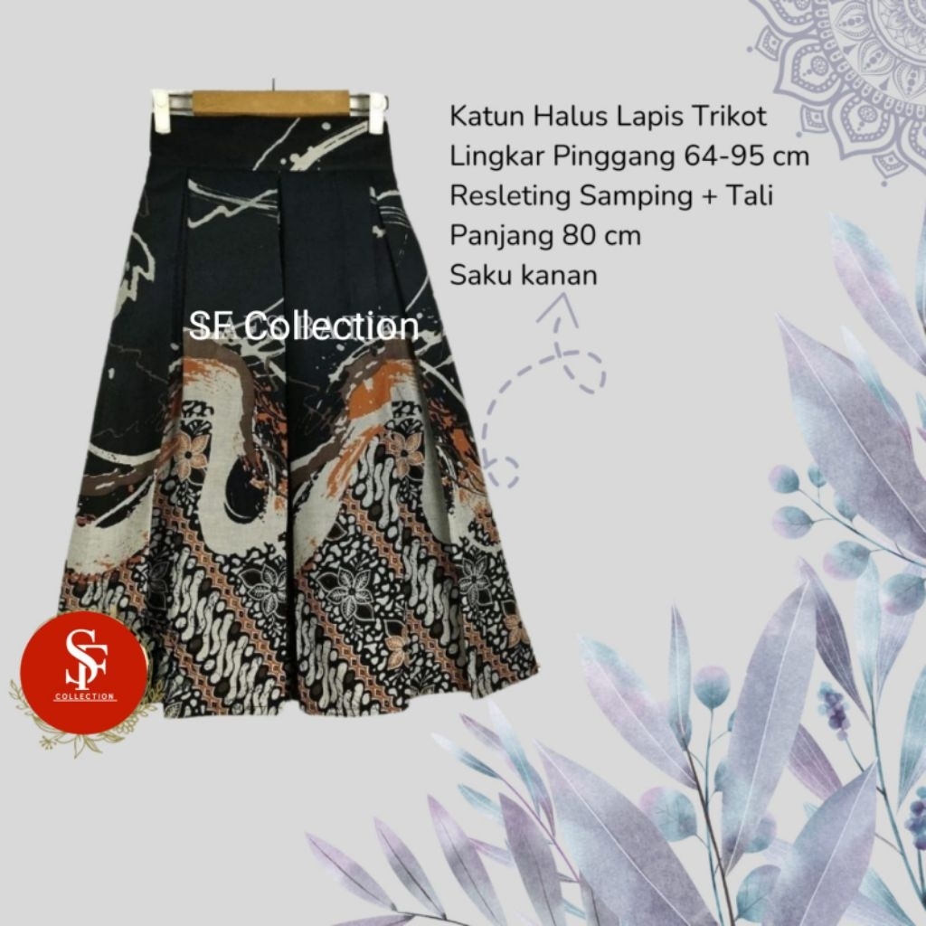 SF BATIK ROK 7/8 PREMIUM KAIN KATUN FULL LAPIS TRIKOR OOTD KEKINIAN