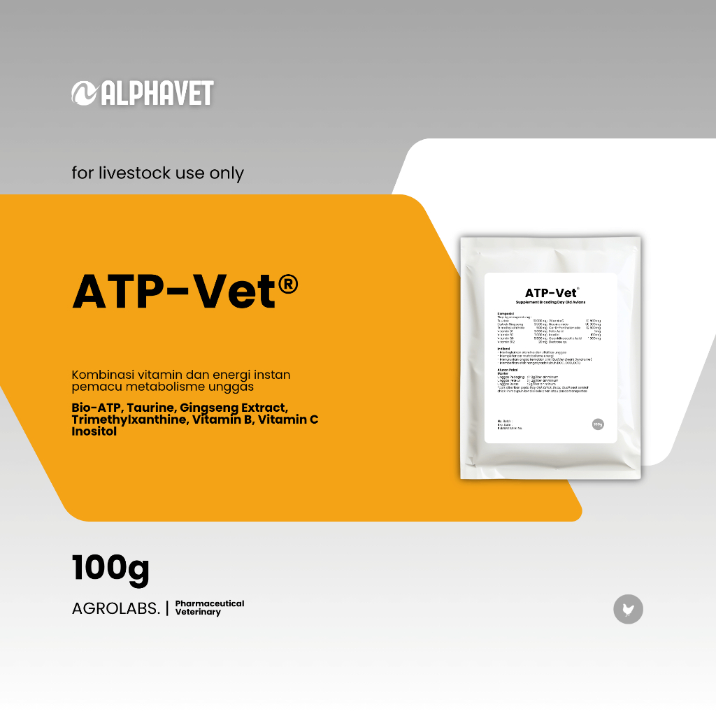ATP-V Vitamin Ekstrak Gingseng Energi Instan Unggas DOC DOD DOQ Ayam Bebek Itik Burung Puyuh