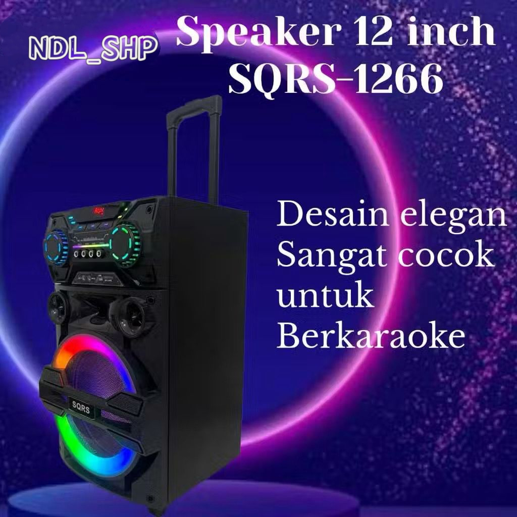 OBRAL!SQRS Speaker Aktif Bluetooth 12 Inch FULL Bass (Free 2 Mic Wireless ) Speaker Meeting 12" Inch