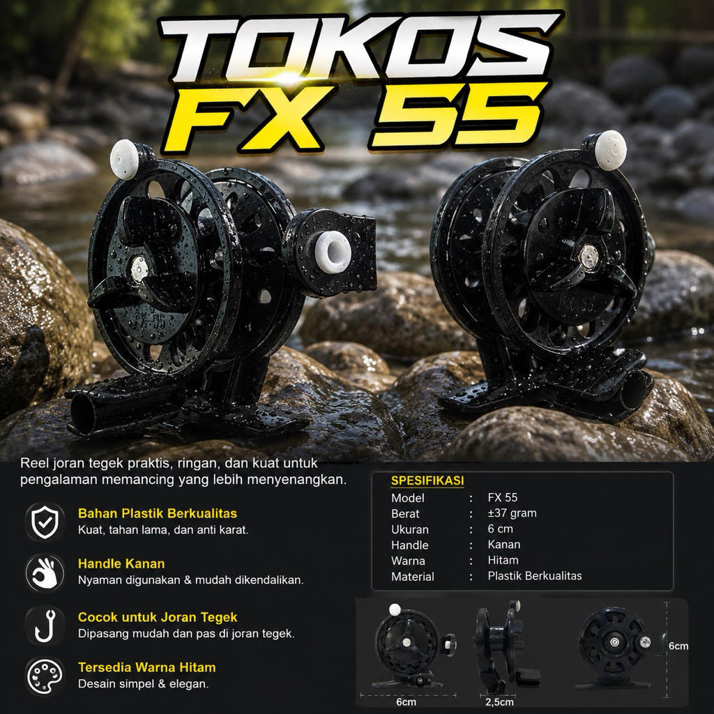 Reel Pancing Kerekan Tokos Daido FLY FX 55 Hitam termurah