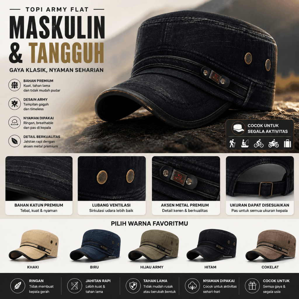 Topi Komando Army Kualitas Import Bahan Premium | Topi Komando Original Import | Topi Taktikal Koman