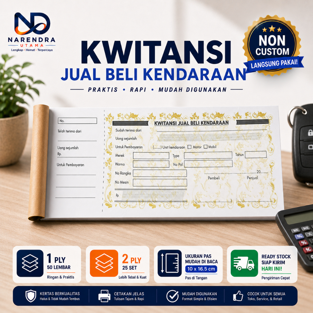 Kwitansi Jual beli Motor dan Mobil 2ply siap kirim