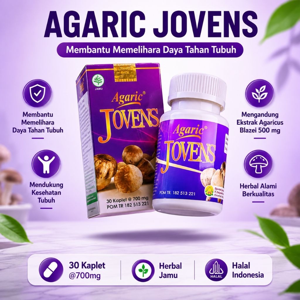 Suplemen Daya Tahan Tubuh Agaric Jovens 30 Kaplet Jamur Agaricus Herbal Jamu Original
