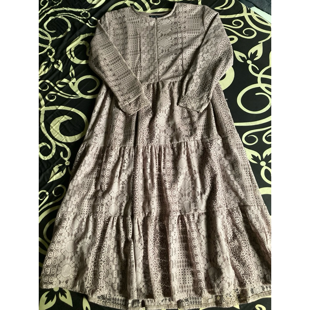 oclo.official tunik brukat brokat midi dress atasan wanita kondangan