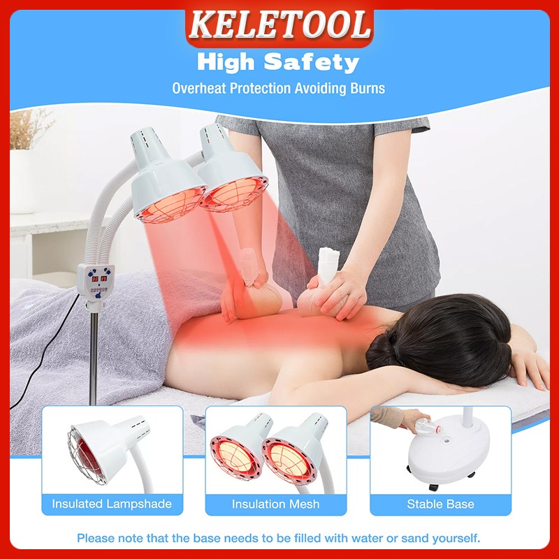 Keletool Lampu terapi infrared fisioterapi sinar 150W Terapi panas Lampu infra Infrared Lamp red Inf