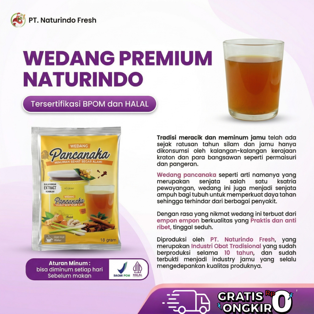 Wedang Premium Pancanaka Naturindo Herbal Alami Jahe Temulawak Imun Tubuh BPOM