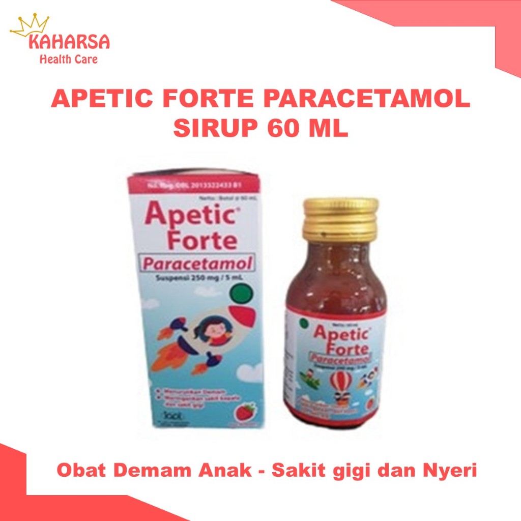 APETIC FORTE PARACETAMOL SIRUP 60 ML - Obat Demam Anak - Sakit gigi dan Nyeri Untuk anak 6 Tahun Ke 