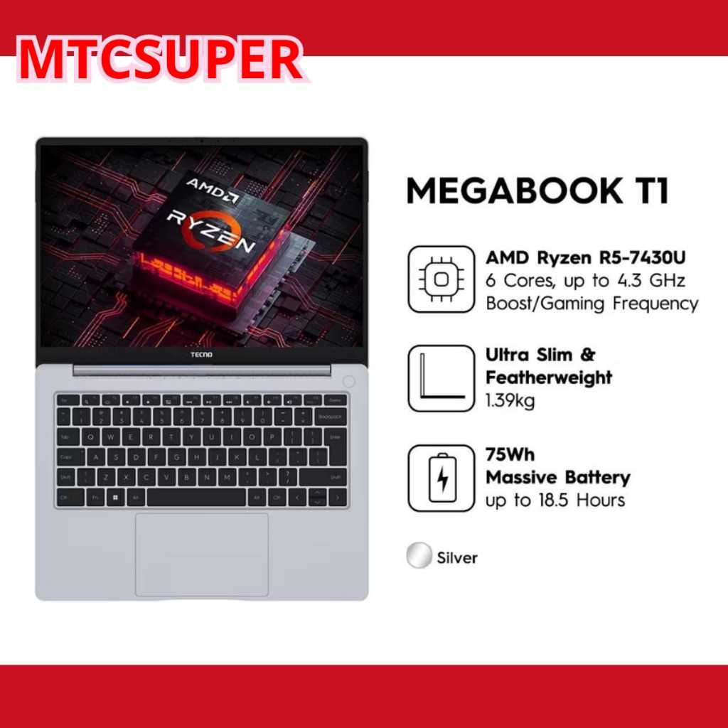 TECNO MEGABOOK T1 R5 | 16/512 | GARANSI RESMI