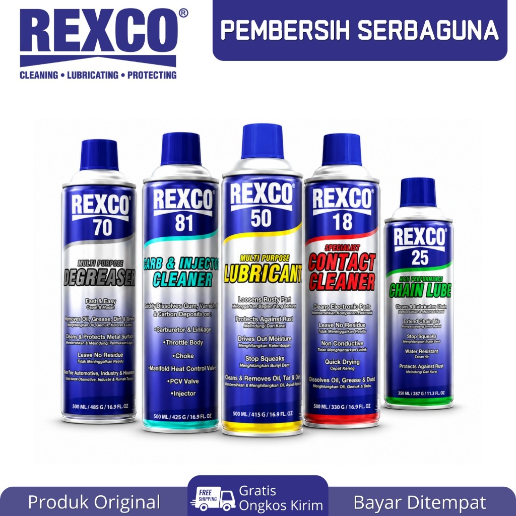 Pelumas Serbaguna 350 ml - 500 ml Pembersih Karat Rantai Kompor PC Mesin Mobil Motor REXCO 25 18 50 
