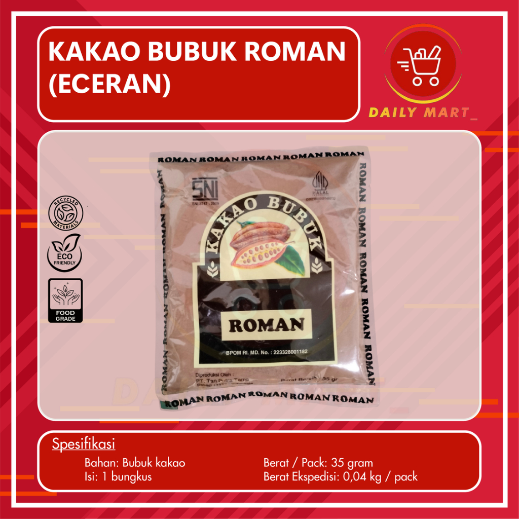 Kakao Bubuk Roman / Cocoa Powder Cokelat Bubuk Roman 35 Gram / Kakao Bubuk Roman Sachet 35 Gram